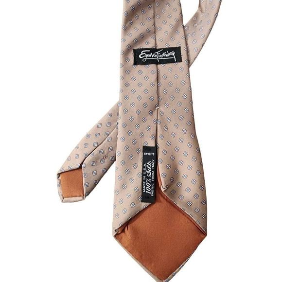 Egon Von Furstenberg Beige Pattern Silk Necktie - Picture 2 of 3